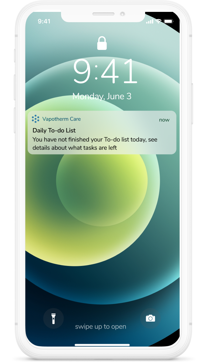 Mobile app screen showing customized to-do list with notification prompts